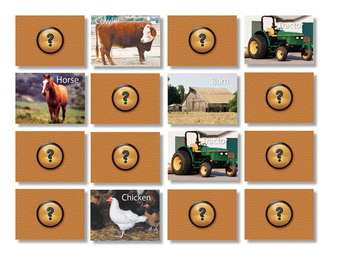 On The Farm Memory Card Game