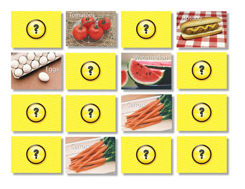 Foods Memory Card Game